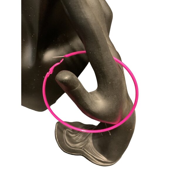 Large Pink Hoop Earrings - Bold Statement Jewelry For Women - Picture 3 of 4